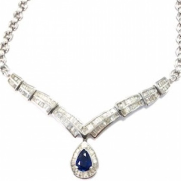18kt White Gold Diamond and Sapphire Chocker